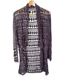 Free People Women's Purple Cardigan with Fair Isle Pattern Size S US